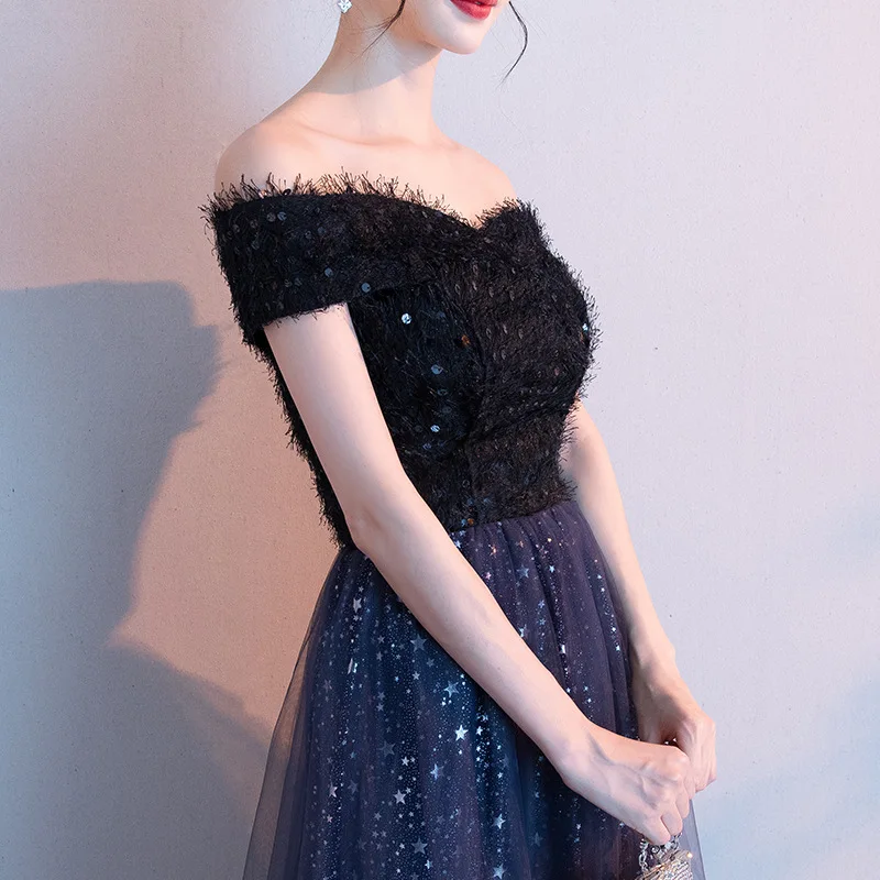 

Sequins Rhinestone Off Shoulder Dress Blue Women Club Party Mesh Dress Vestidos Bodycon Lady Sexy Shiny Elegant Gradient Dresses