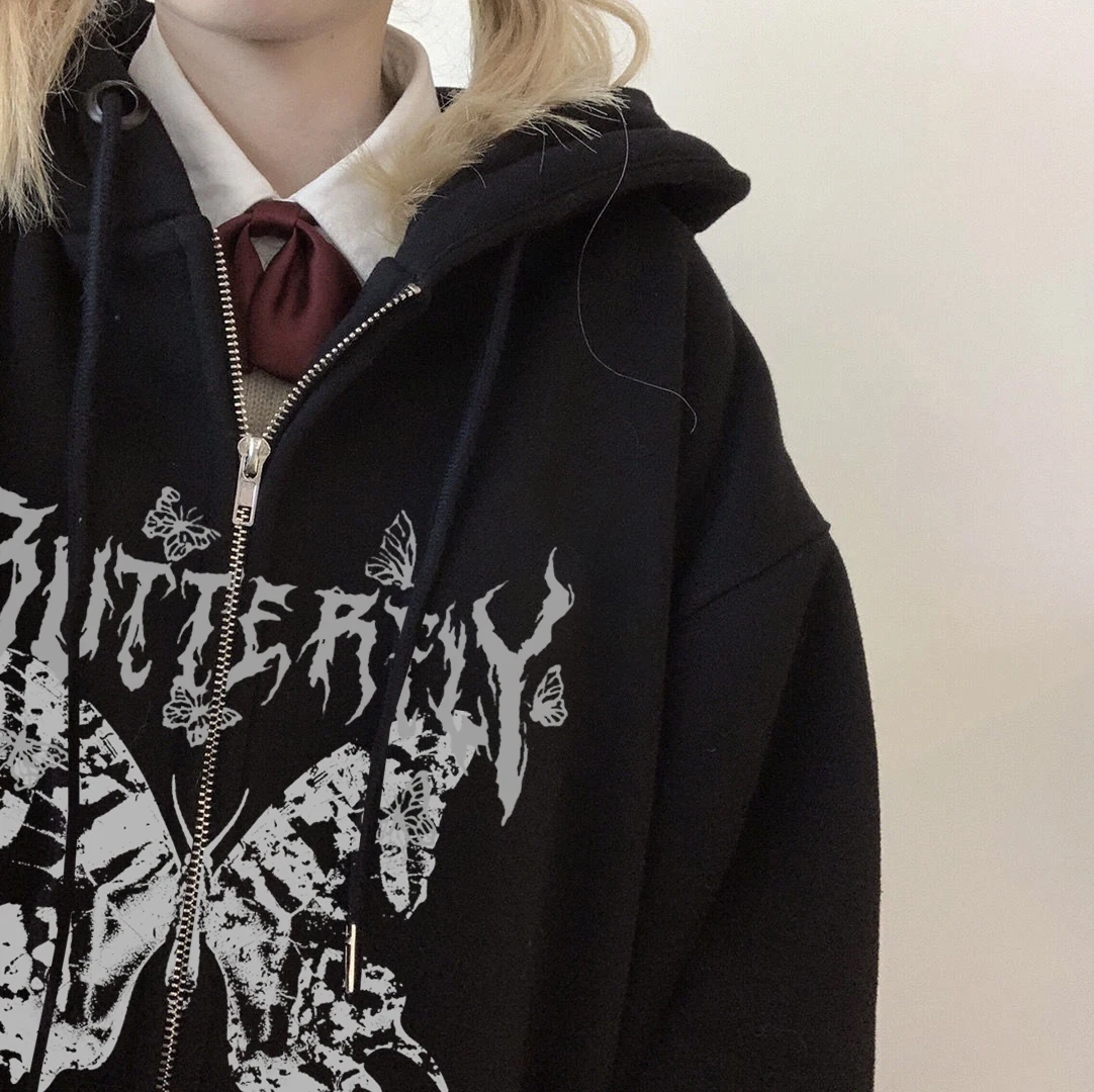 Женская свободная куртка на молнии с длинным рукавом в стиле 90-х