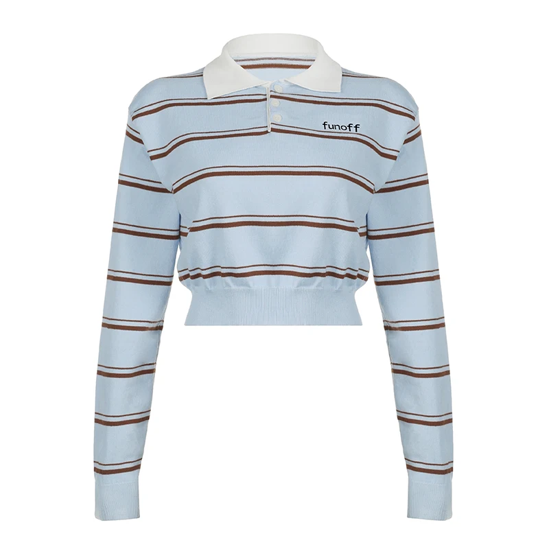 Darlingaga корейский модный полосатый осенний свитер женский укороченный пуловер