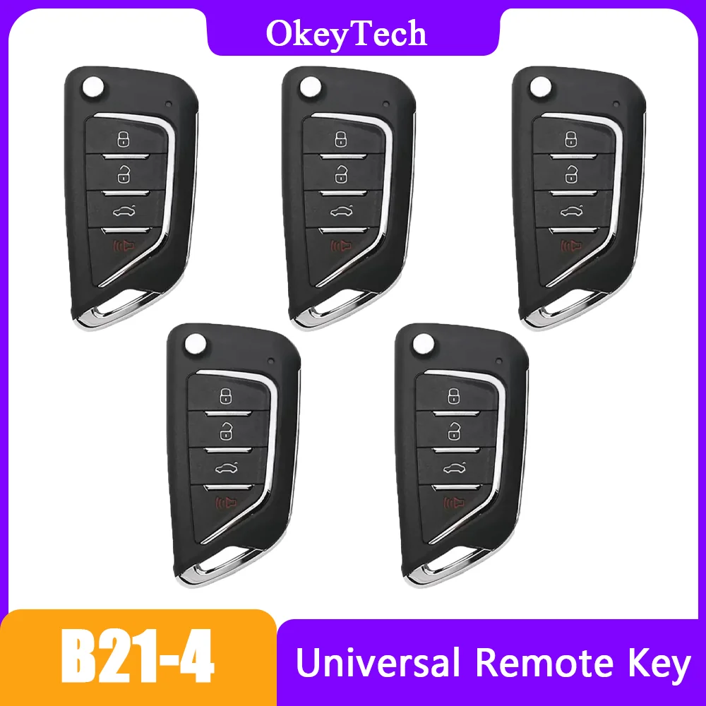 

OkeyTech 5 шт. KEYDIY B Series B21-4 Универсальный KD пульт дистанционного управления автомобильный ключ 4 кнопки для KD900 флуоресцентный мини программатор инструмент