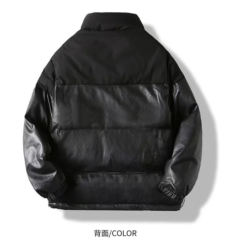2022 Winter Thickened Leather Padded Jacket Ins Trend Padded Jacket Loose All Match Stand Up Collar Bread Suit Couple Jacket