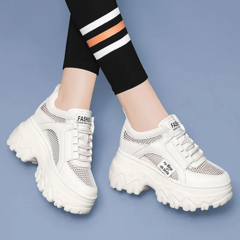 

White Black Chunky Sneakers Women Spring Autumn Thick Bottom Dad Shoes Woman Fashion PU Leather Platform Sneakers Ladies