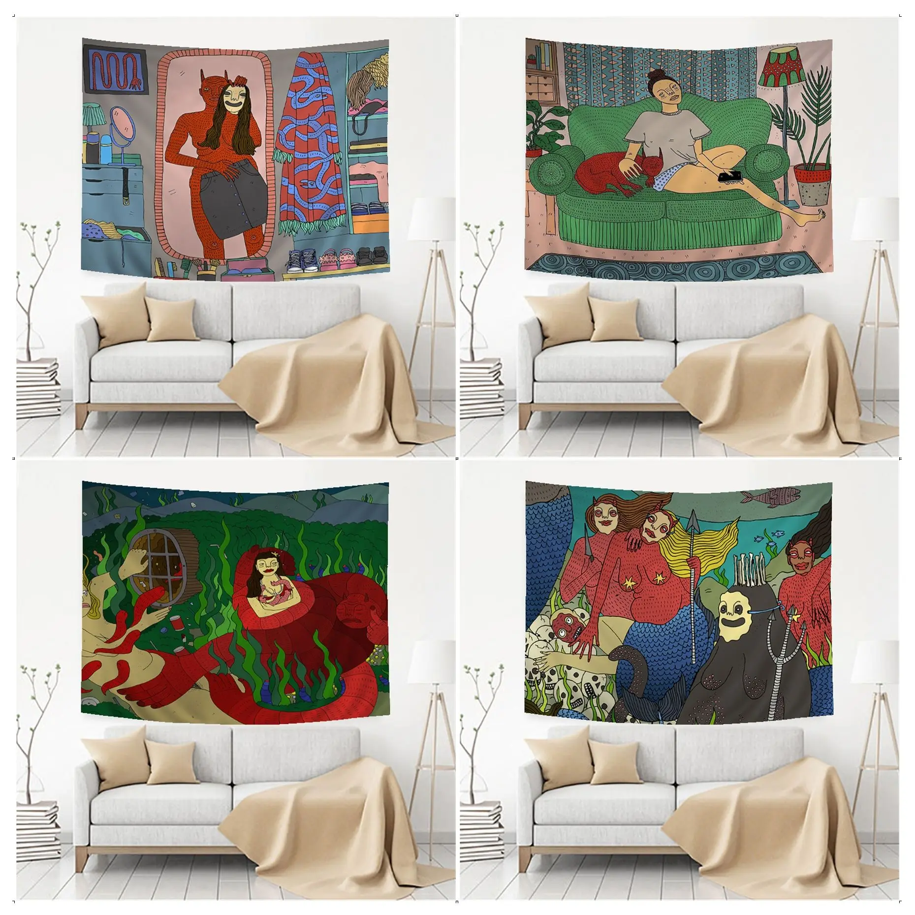 

Polly Nor Art Colorful Tapestry Wall Hanging For Living Room Home Dorm Decor Wall Art Decor