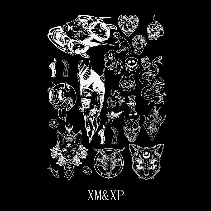 

Hip Hop Dark Demon Totem Juice Tattoo Stickers Women Men Body Temporary Tattoos Y2K Fake Tattoo Punk Cheap Goods Sticker Tatuaje