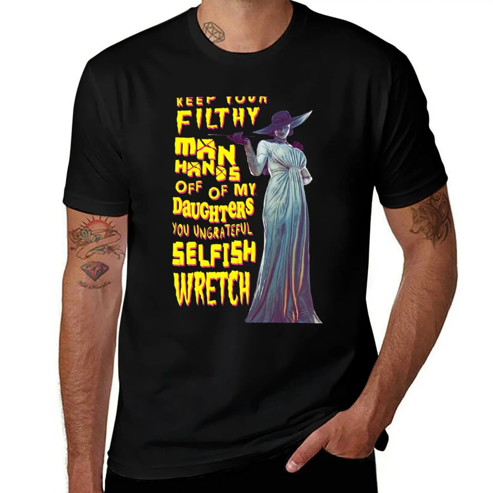 Фото Lady Dimitrescu ? Filthy Man-Hands T-Shirt Fashion Letter Print T-Shirt №1