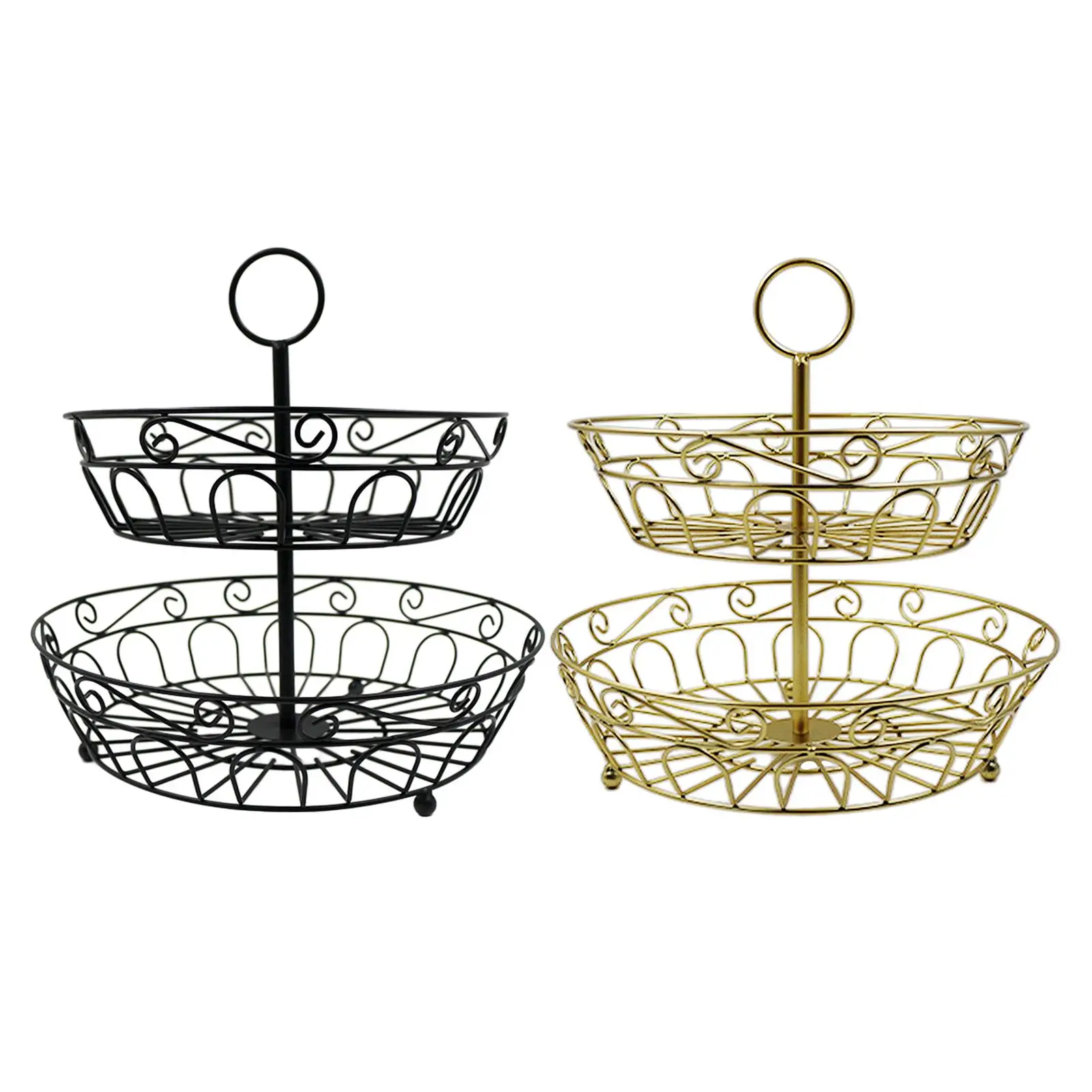 

2-ярусная корзина для хранения фруктов, органайзер, контейнер для закусок, полый кухонный держатель для кухни вечерние, отеля, офиса, дома