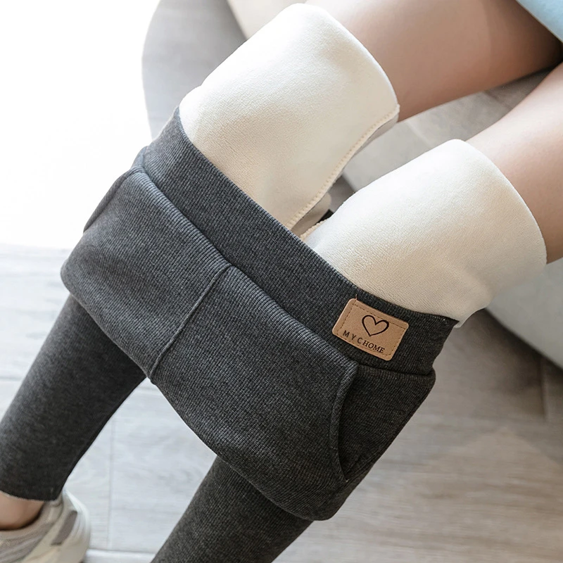 

Winter Womens Thicken Lambswool Leggings Fleece Lined Ankle-length Pants Casual Warm Leggings Trousers High Waist Pantalon New