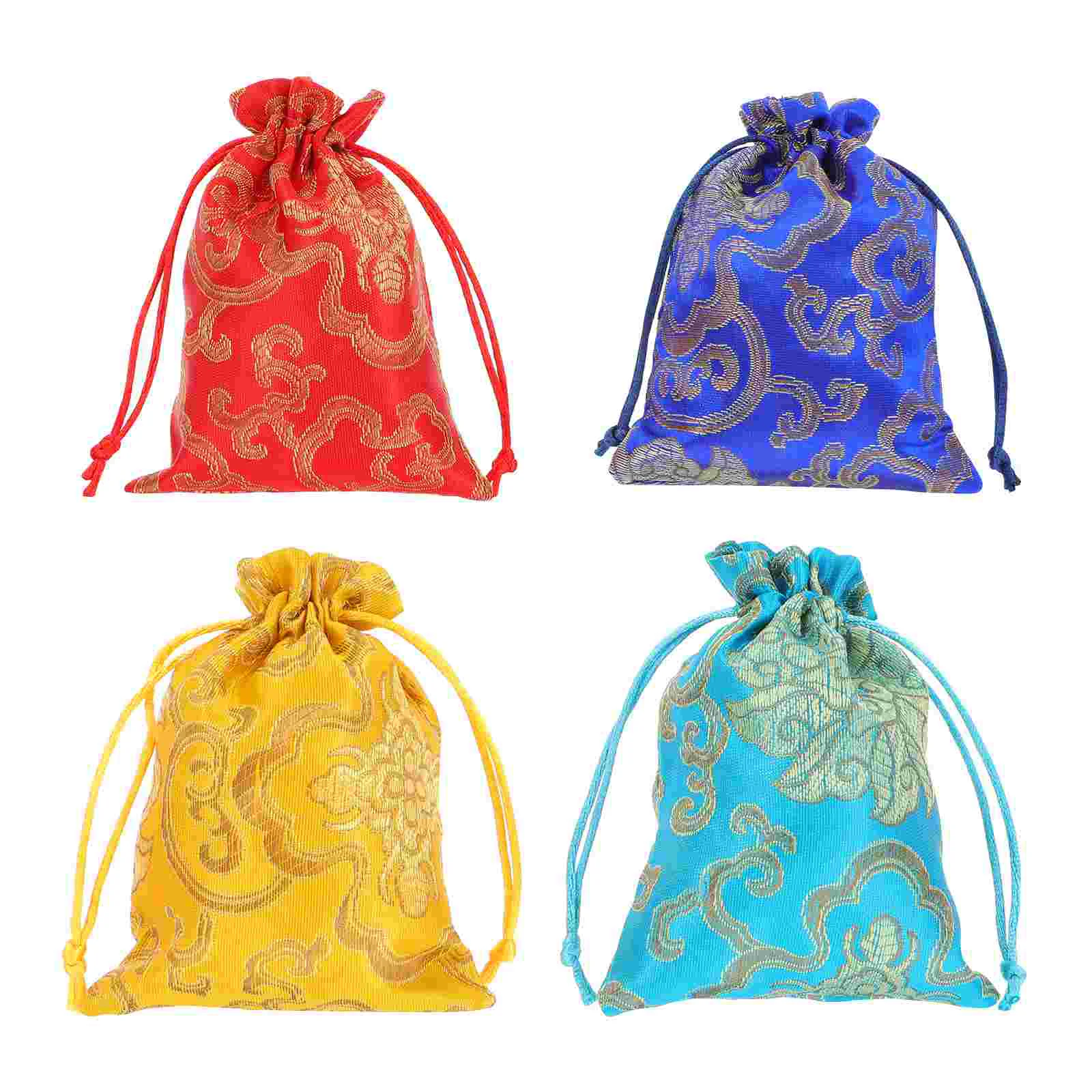 

12 Pcs Vintage Candy Coin Bag Pouch Chinese Blessing Bags Empty Sachets Bag Jewelry Pouch Bag Candy Chocolate Bag
