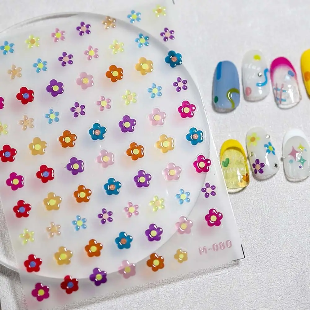 

1 Sheet 5D Realistic Relief Colorful Jelly English Letter Number Flowers Round Dot Wave Self Adheisve Nail Art Stickers Decals