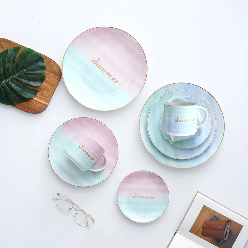 

Phnom Penh contrast color ceramic plates household dishes 450ML coffee cup