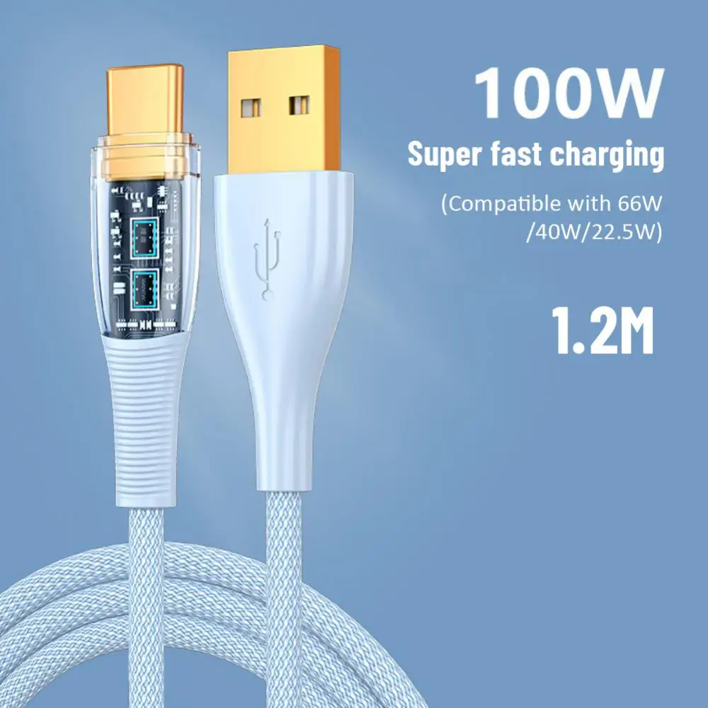 

Transparent Usb Cable Data Cable For Xiaomi Fast Charging Cable For Samsung Galax A-c Cable Phone Accessories 100w