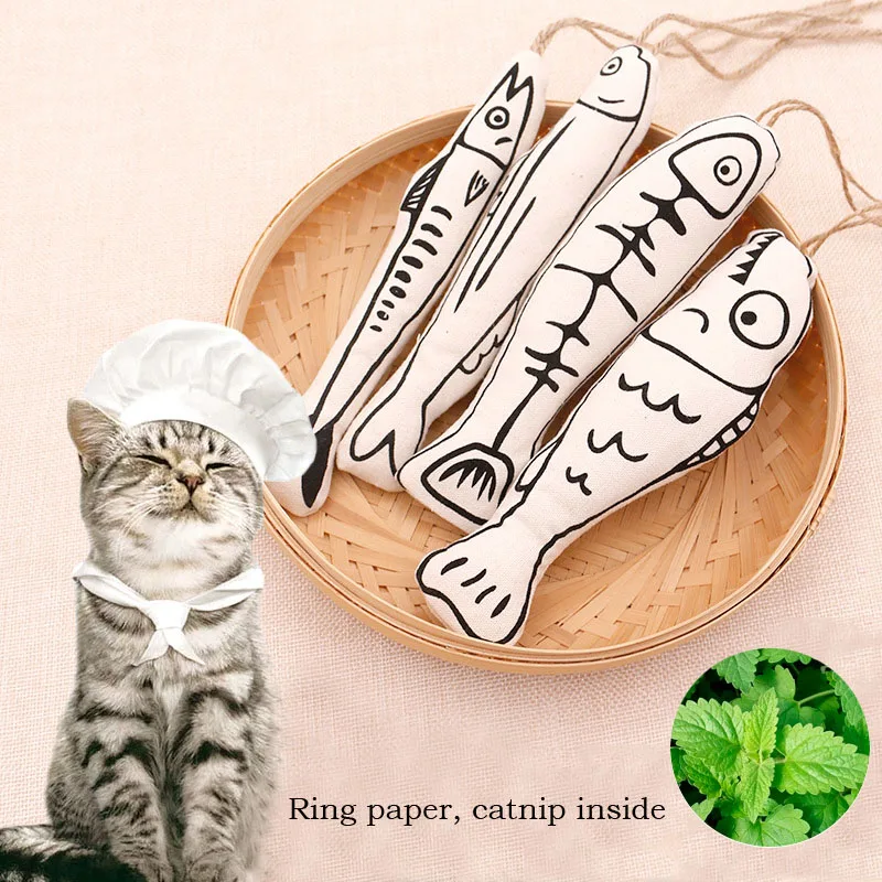 

Cat funny cat stick chews hanging cage self-hey to relieve boring paper sound catnip cotton fish cat toy Kitten interactive Toys