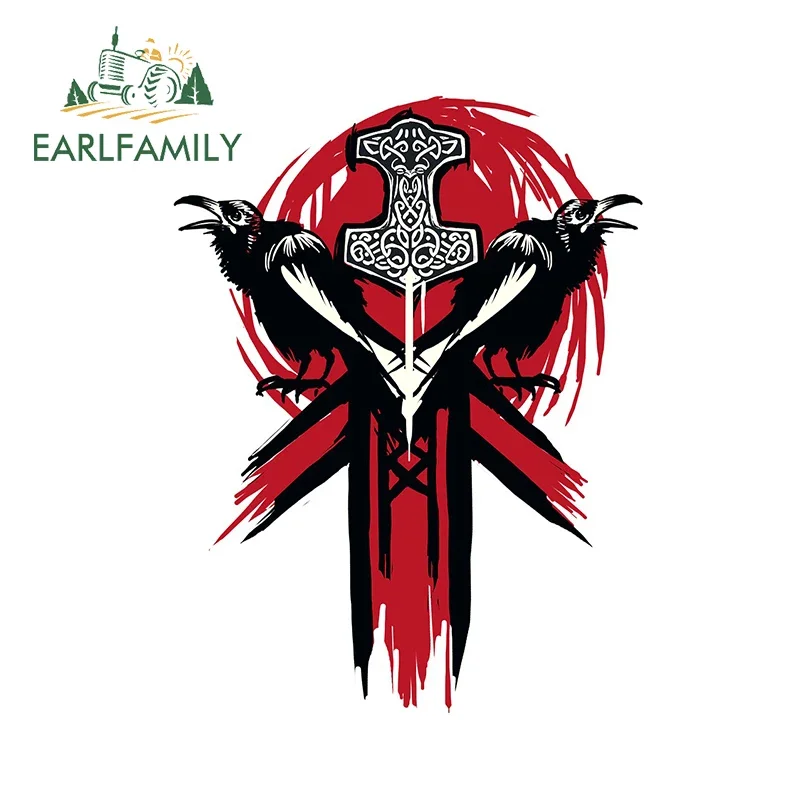 

EARLFAMILY 13 см x 9,8 см для знак викингов, виниловые автомобильные Стикеры, аниме, водонепроницаемые, устойчивые к царапинам наклейки, автомобильные наклейки JDM