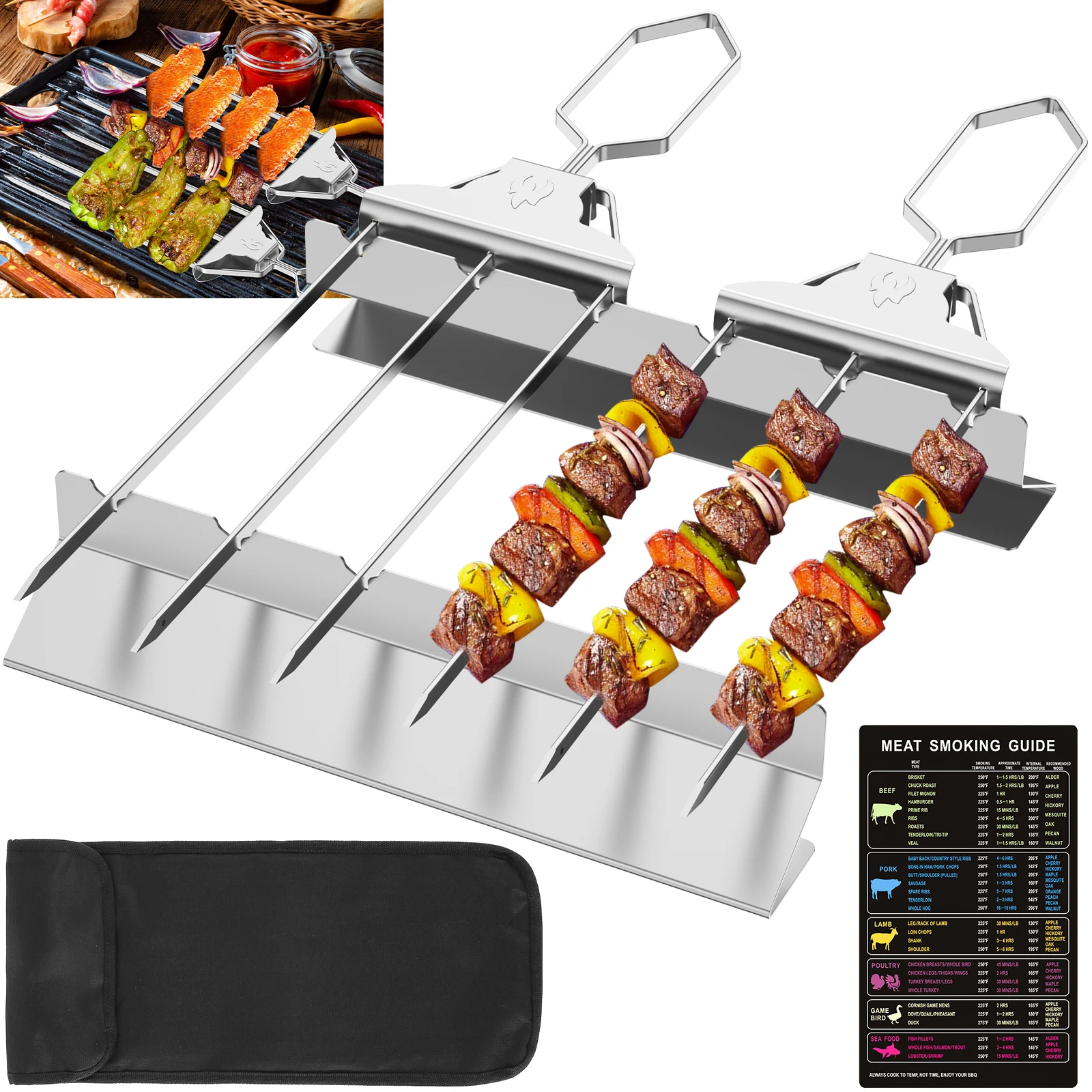 2 шт. Шпажки для барбекю из нержавеющей стали