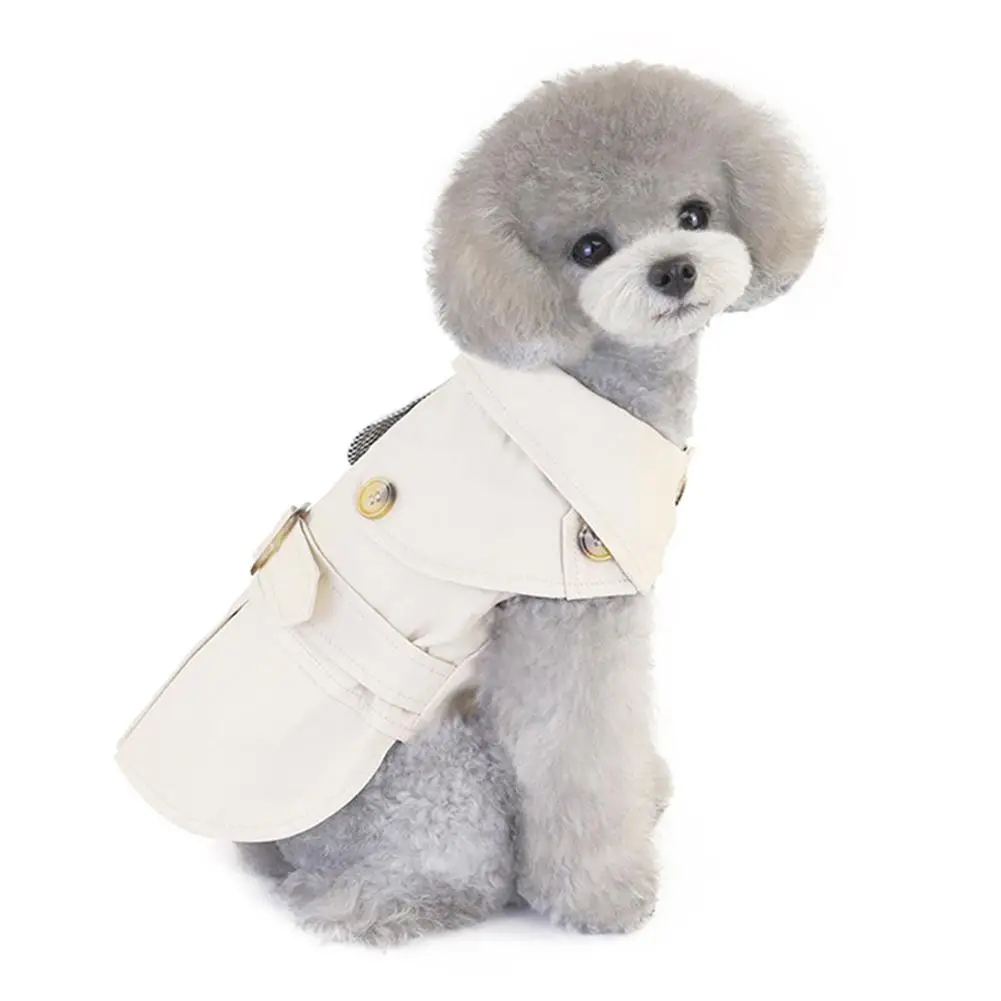 

Solid Color Pet Clothes Humanized Button Design Multiple Colors Washable Fashionable Autumn Winter Warm Windbreaker For Dogs
