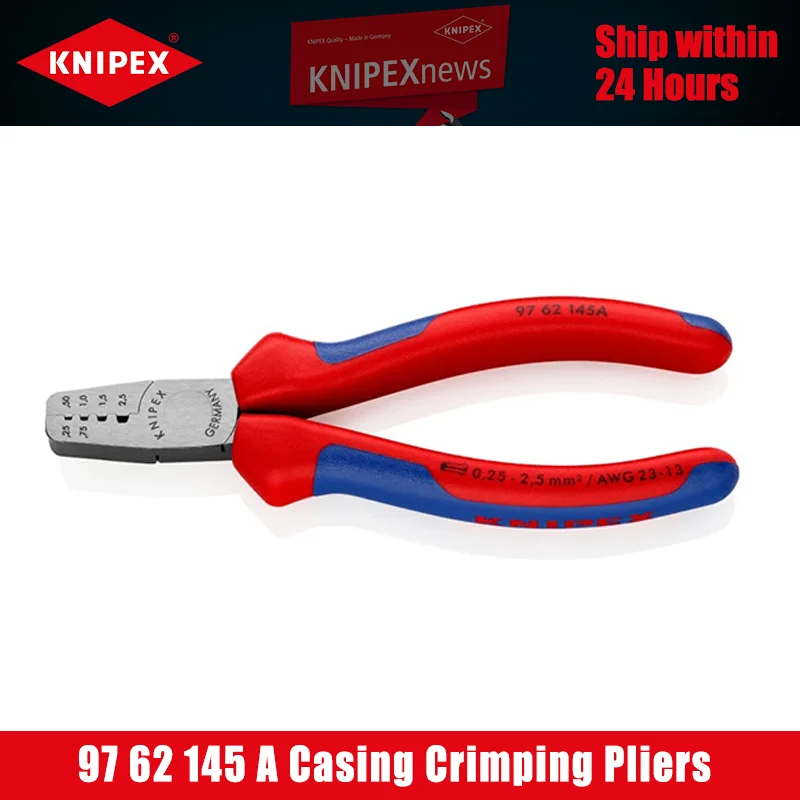 Фото Клещи для обжима корпусов KNIPEX 97 62 145 A, диапазон применения 0,25-2,5 мм², Т-образный формат обжима №1