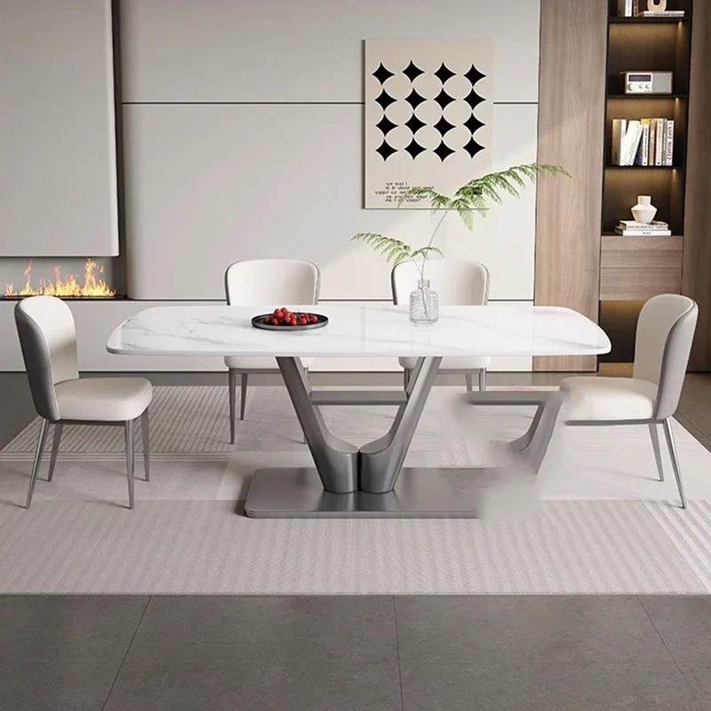 Прямоугольный роскошный обеденный стол уникальные водонепроницаемые белые