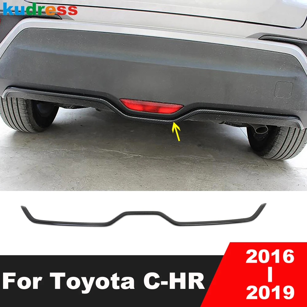 

Отделка для заднего бампера для Toyota CHR 2016 2017 2018 2019, карбоновое волокно, задний багажник автомобиля, задняя дверь, литье, искусственная отделк...