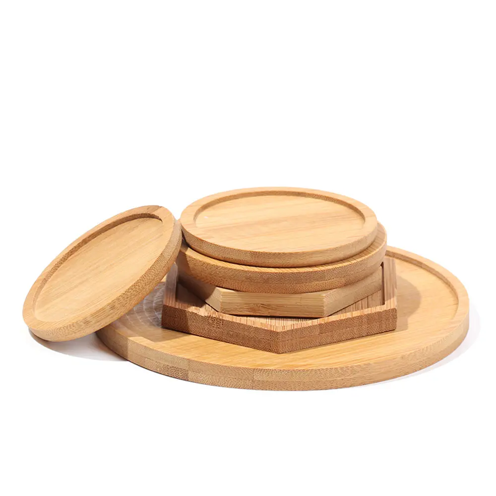 Простой Бамбуковый Поднос Круглый Квадратный Шестиугольный Горшок Для Растений