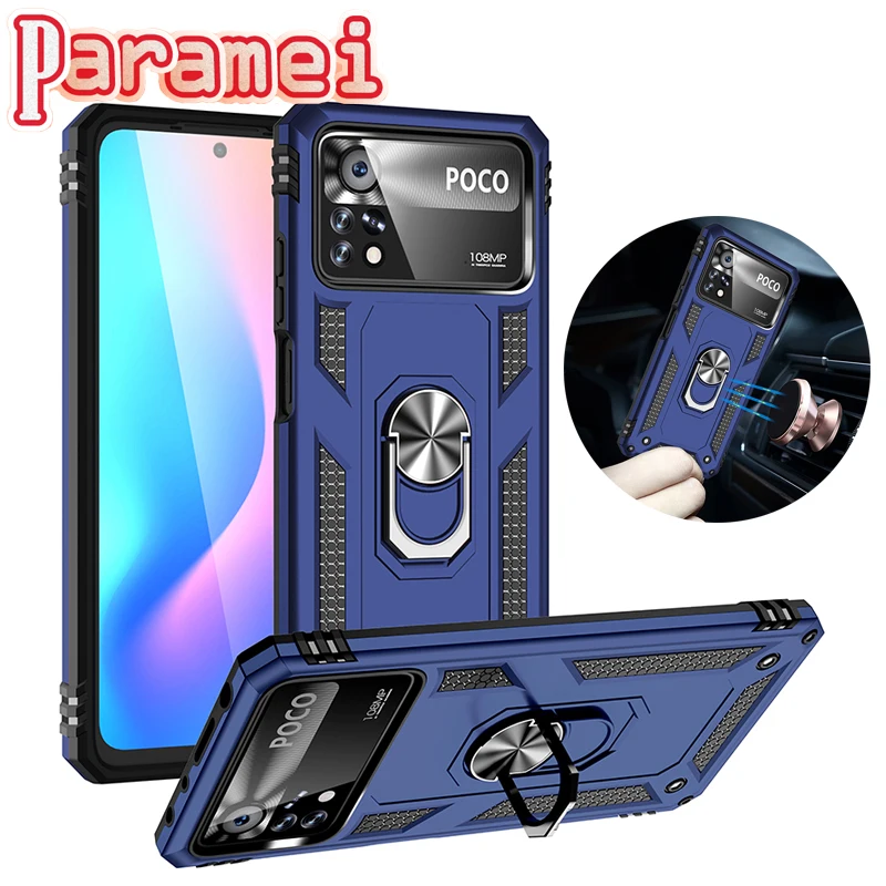 

Shockproof Ring Case For Xiaomi POCO X3 X3Pro X3NFC X4Pro Anti-Drop Bracket Phone Case Back Cover For POCO M3Pro M4 Pro F2Pro F3