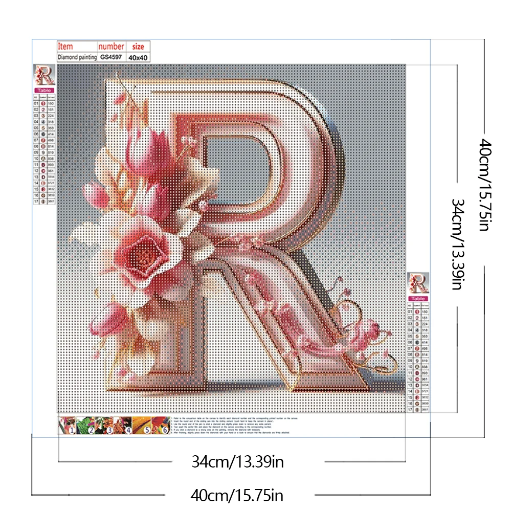 5D DIY полная круглая дрель алмазная живопись буква R домашний декор художественное