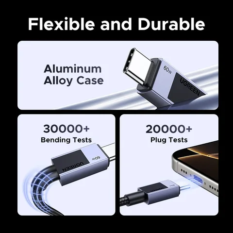 UGREEN PD60W USB C-кабель 3A для быстрой зарядки Macbook Samsung S20 Xiaomi Huawei USB C-кабель для передачи данных