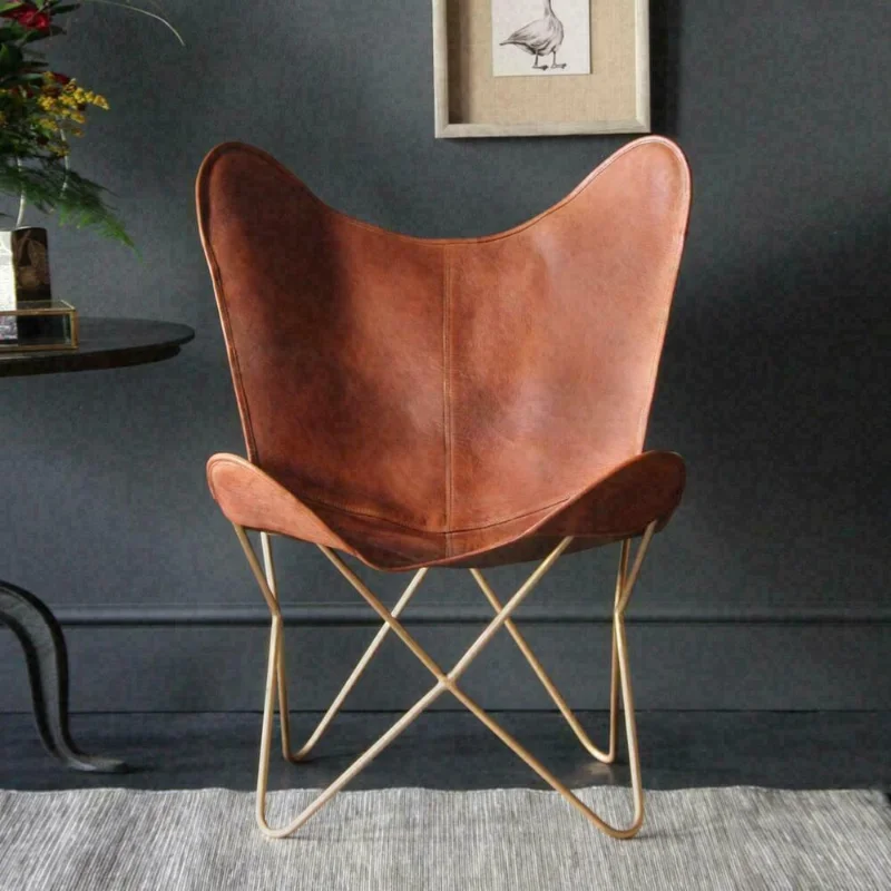 

Leather Cover Butterfly Chair Handcrafted Leather Butterfly Chair