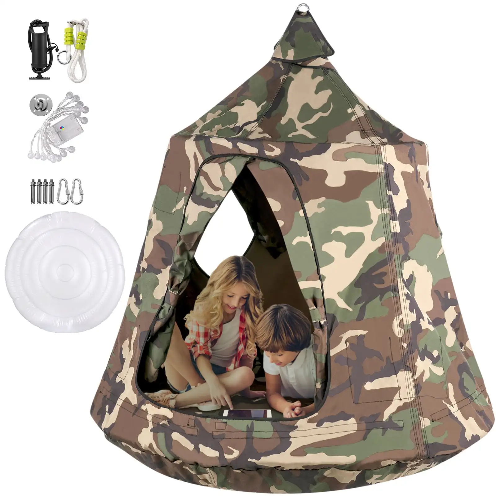 Hanging Tree Tent for Kids 46 H x 43.4 Diam Waterproof Portable Indoor or Outdoor Use with Led Decoration Lights