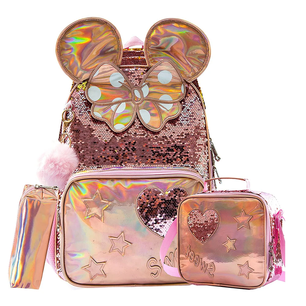 

BIKAB School Bags for Girls School Backpack 16" Champagne Sequins School Supplies for Girls Backpacks for School Teenagers Girls