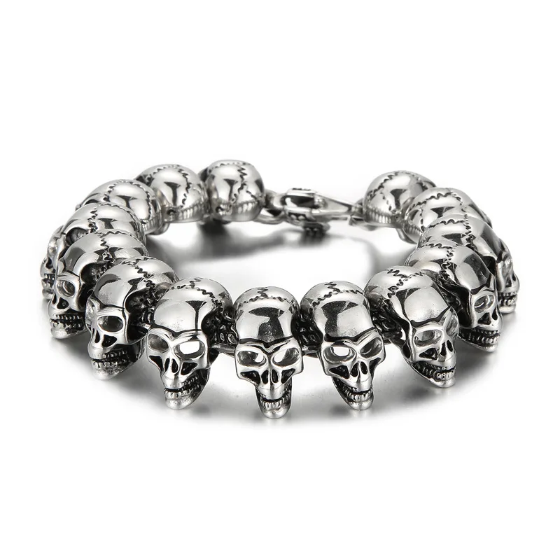 

Gothic Bracelet Men's Steampunk Skull Shape Stainless Steel Jewelry Birthday Gift