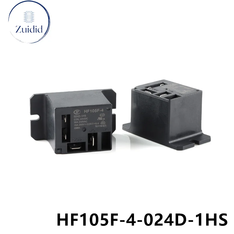 5/1 шт., реле мощности HF105F HF105F-4-024D-1HS 024D-1HS, 24 В постоянного тока, 24 В постоянного тока, 30 А, 240 В переменного тока, 15 А, 250 В переменного тока, 4-контактное нормально открытое реле