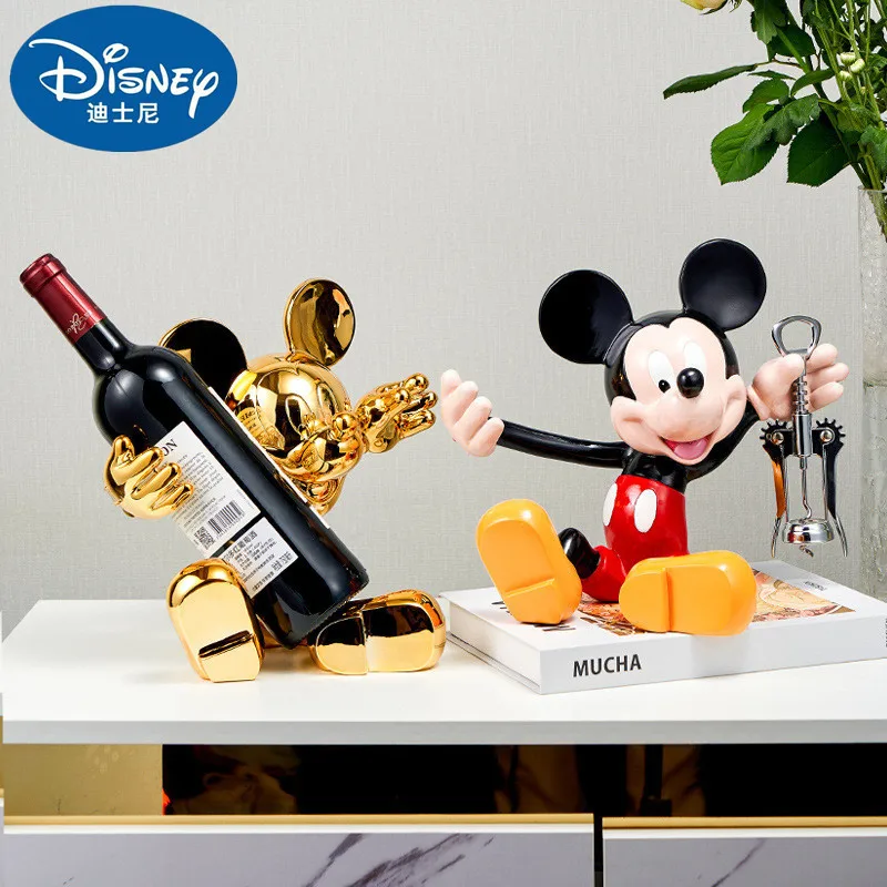 

Статуя Микки Мауса из мультфильма Disney, винная подставка, кавайная фигурка, статуя из смолы, модное украшение для комнаты, подарок на Рождество