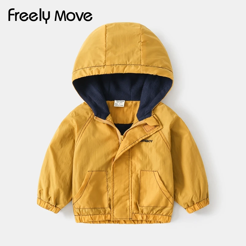

Freely Move Boys Jacket Children's Clothing Spring And Autumn Clothing New Girls Soild Hooded Jackets Unisex Casual Outerwear