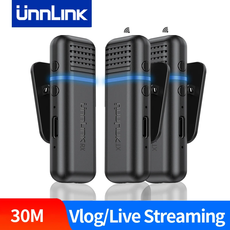 

Unnlink Wireless Lavalier Microphone Denoise 2.4G 30 Meters Broadcast Short Video Record Chargeable Microphones Live Streaming