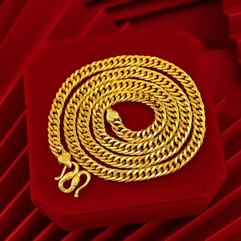 9999 реальное золото 24K желтое брикет ожерелье браслет костюм