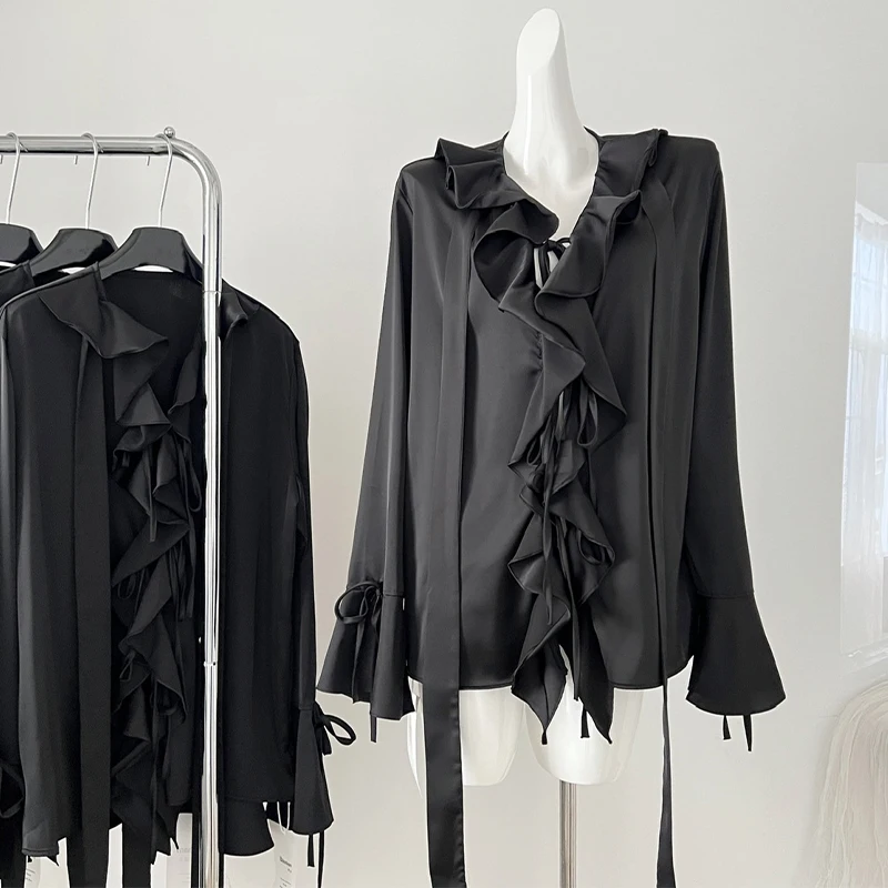 Женская винтажная рубашка с длинным рукавом