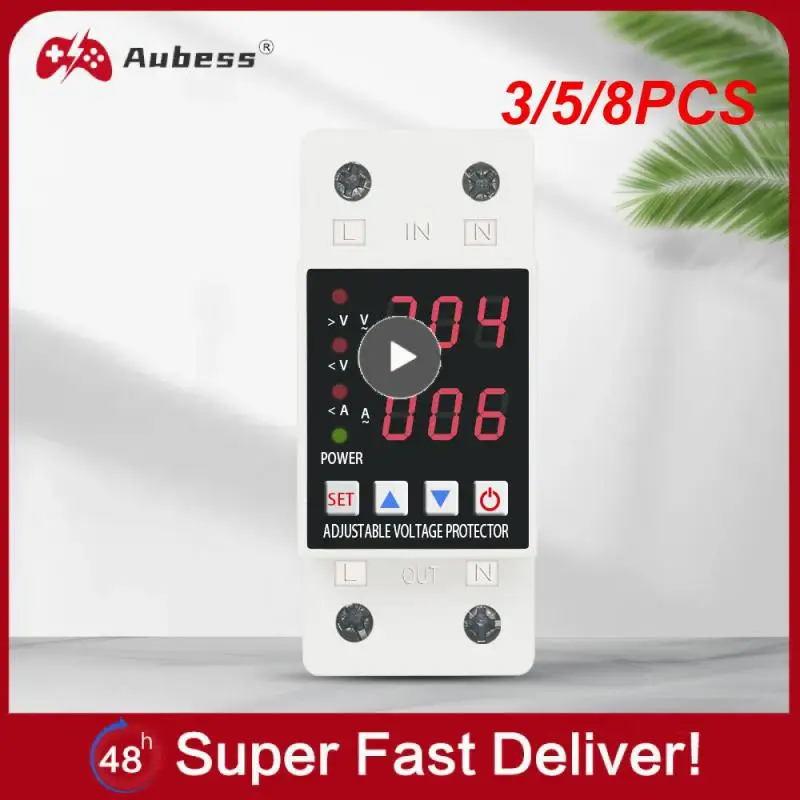 

3/5/8PCS Limit Over Current Protection Din Rail Dual Display Protective Device Protector 63a 230v Current And Under Voltage