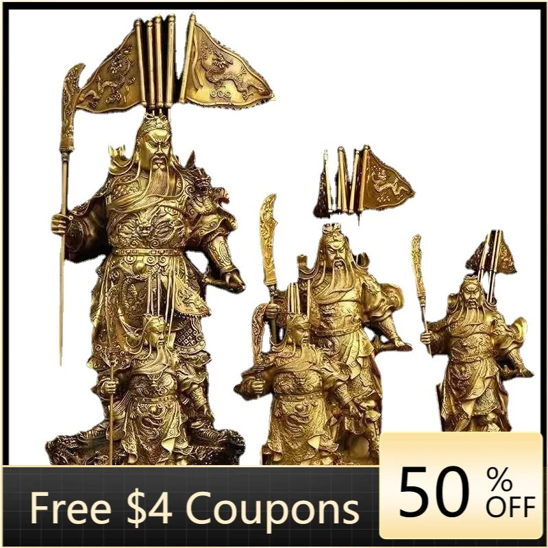 

Copper Ware Wholesale Brass Kowloon Guan Gong Guan Yu Statue Copper Guan Gong Decoration Metal Crafts Home Decoration