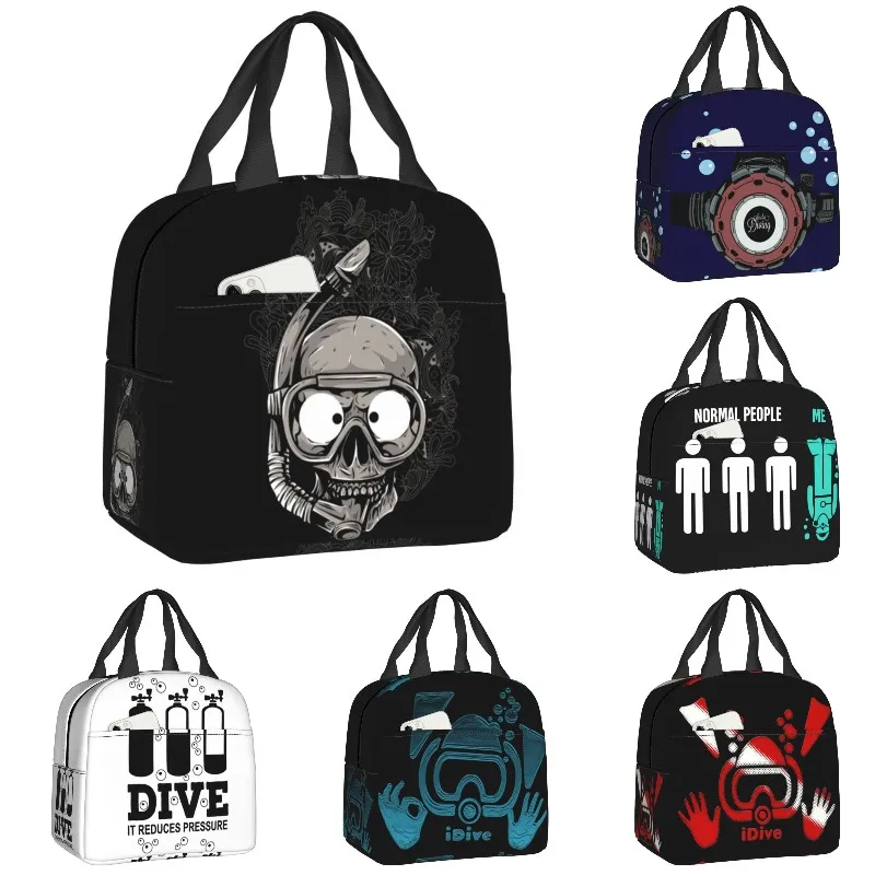 

Индивидуальная сумка для ланча с аквалангом и черепом для мужчин и женщин, термоохлаждающий изолированный Ланч-бокс для детей, школьников