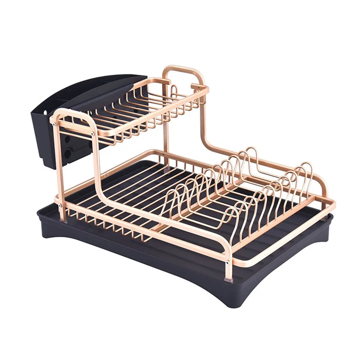

Dish Rack Kitchen Organizer Storage 2-story Drainer Drying Plate Shelf Sink Dish Rack Supplies Knife Fork Plate Container