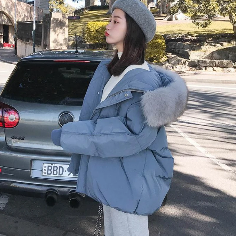 New Winter Warm Jacket Women Korean Version Loose Thick Parka Coat Casual Stitching Hooded Jacket Women's Clothing