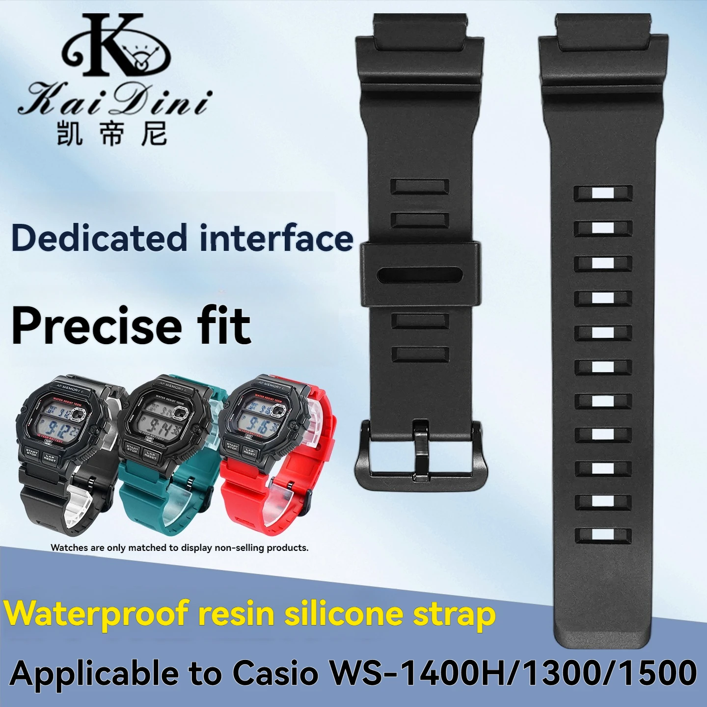 Фото Силиконовый ремешок для часов Casio WS-1400 WS-1600 WS-1500 WS-1700, спортивный силиконовый ремешок из смолы, водонепроницаемые аксессуары для часов 18 мм №1
