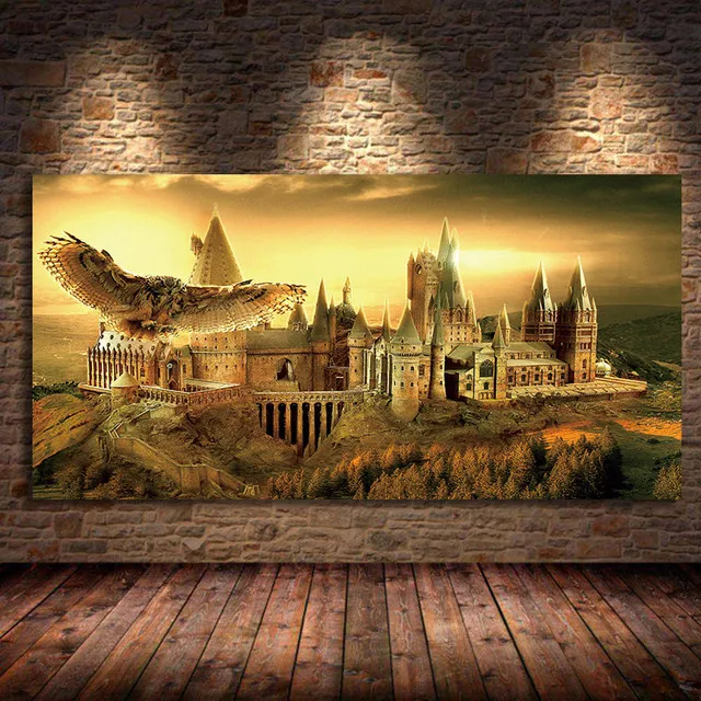 

Harries Magic Stone Candlelight ,Hogwartses School of Witchcraft Owl Poster Canvas Painting Wall Art Picture Kids Room Decor