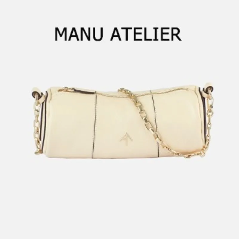 

2023Turkey Manu Atelier Cylinder cylinder vintage pillow arrow bag Leather chain shoulder bag Underarm bag Baguette bag