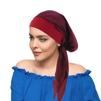 women elastic inner hijabs hat pastoral style lady hair bands muslim turban hijabs hats indian caps wrap cap pre tied bandana