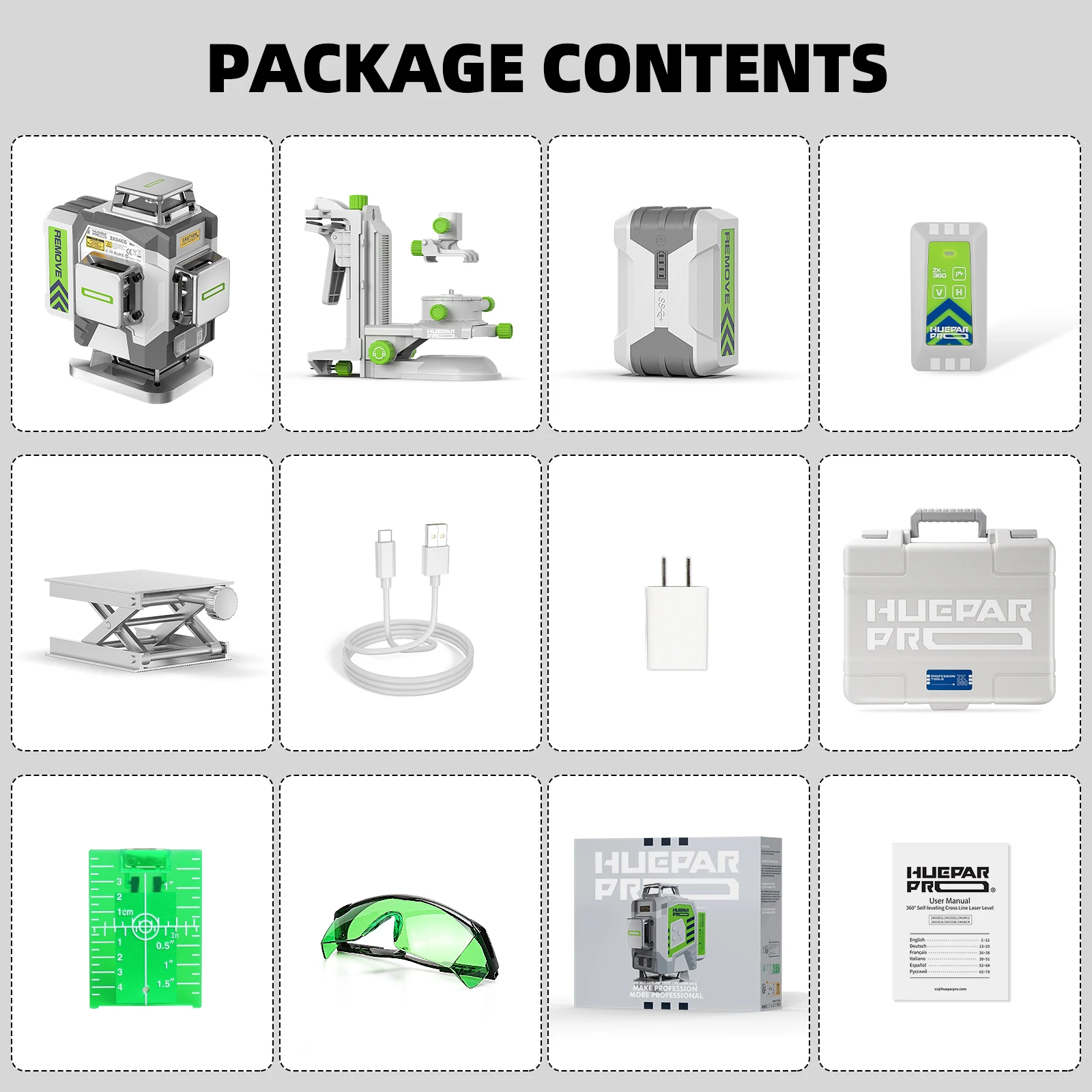 

Huepar ZK04CG 4D зеленый лазерный уровень