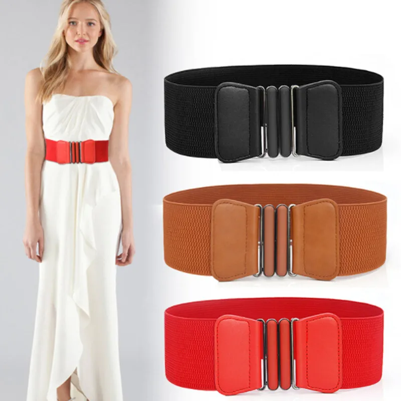 

Womens 3" Wide Belt Elastic Stretch Cinch Waistband Lady Cummerband Girls Waistband Waist Seal Wide Belt Women
