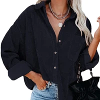womens corduroy button down shirts boyfriend long sleeve oversized blouses tops loose fit shirts