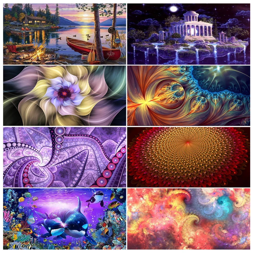 

5D DIY Diamond Painting Colorful Abstract Flower Diamond Embroidery Rhinestone Mosaic Landscape Cross Stitch Kits Home Decor