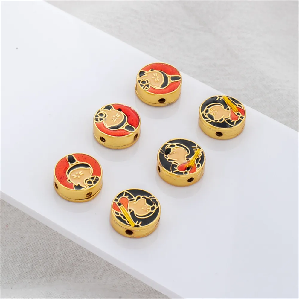 

18k bag gold color retention oil drop figure through hole bead pad bead diy rope necklace bracelet spacer pendant accessories